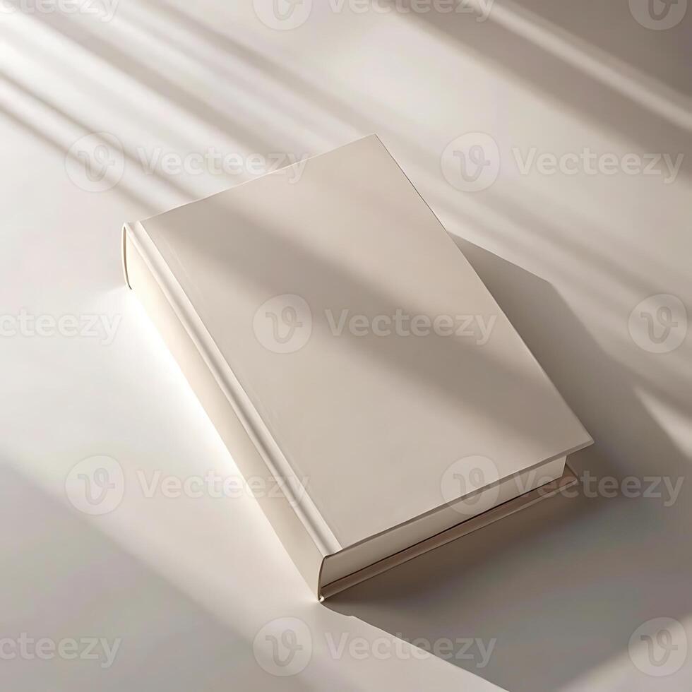 An open book on a white surface photo
