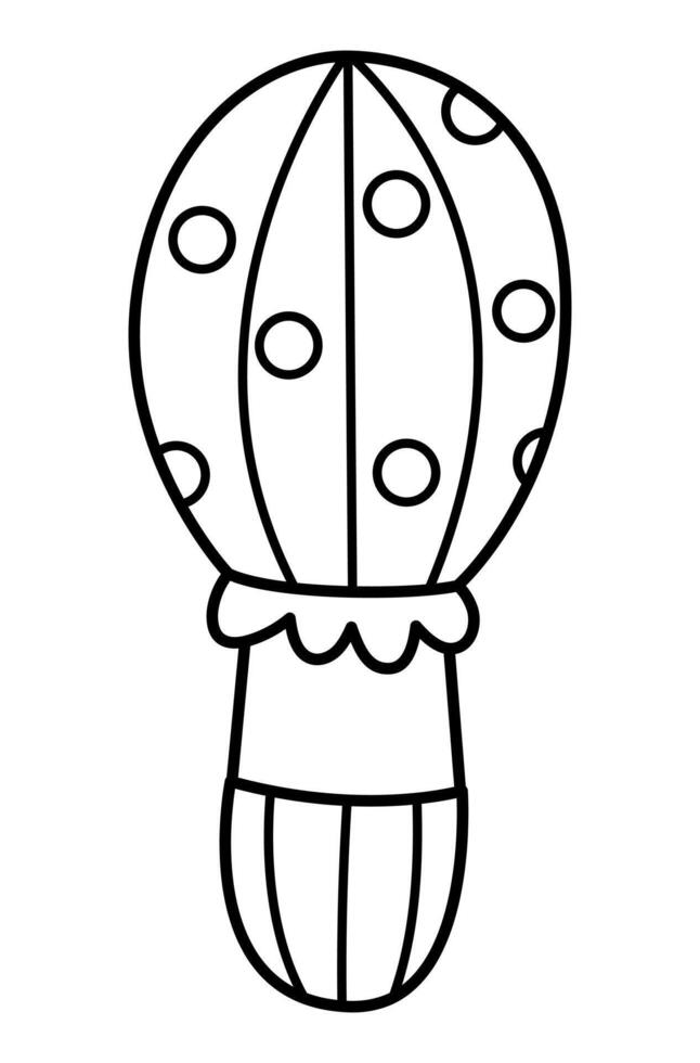 black and white hot air balloon. Fairytale themed air transport. Cute magic transportation outline design element or coloring page vector