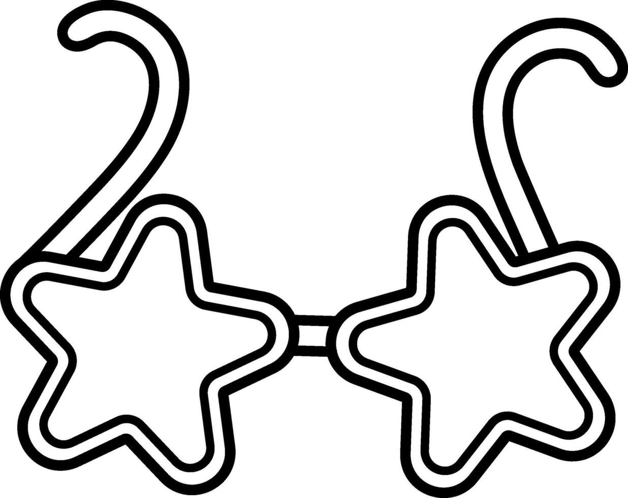 sunglasses line icon. Black and white summer sun shielding glasses clipart element. Star shaped spectacles. Cute outline accessory illustration or coloring page for kids. Vacation beach object vector