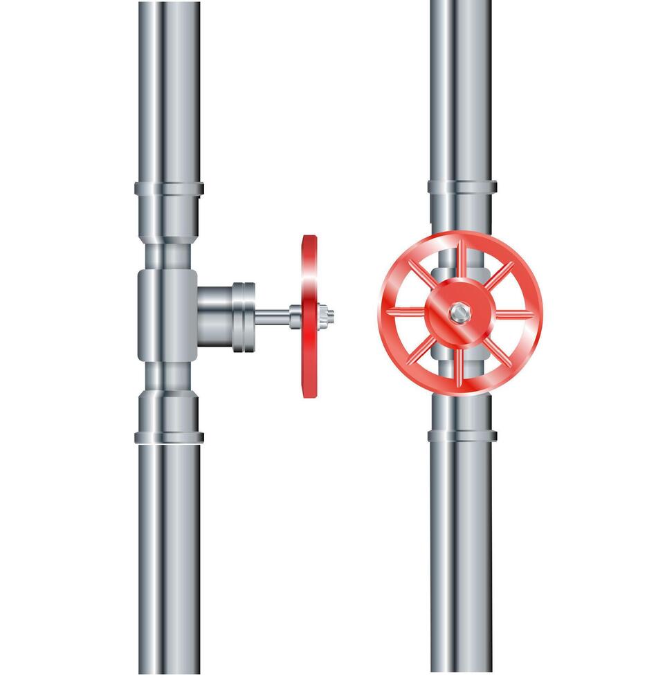 Pipe. Metallic pipes plumbing fittings. Industry pipeline. vector