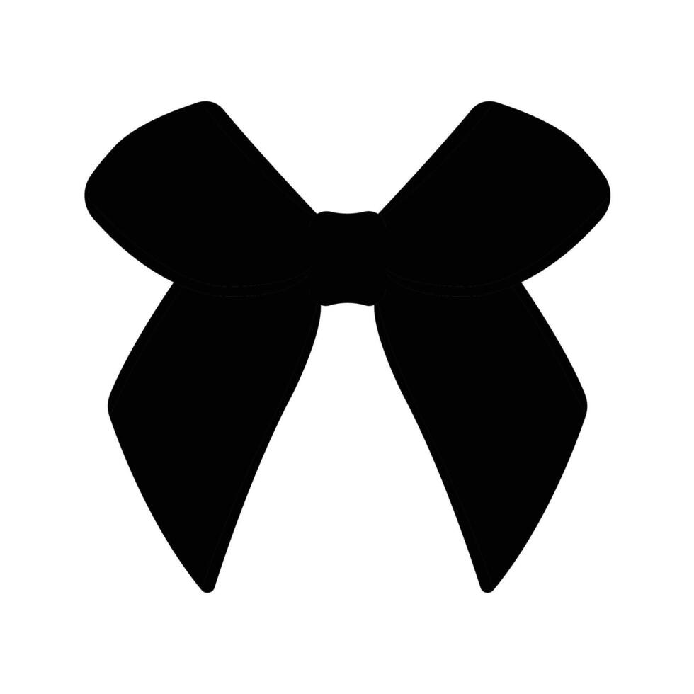 Ribbon Bow Silhouette. Black and White Icon Design Elements on Isolated White Background vector