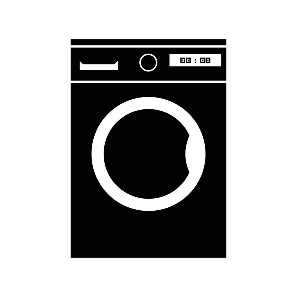 Washing Machine Silhouette. Black and White Icon Design Elements on Isolated White Background vector
