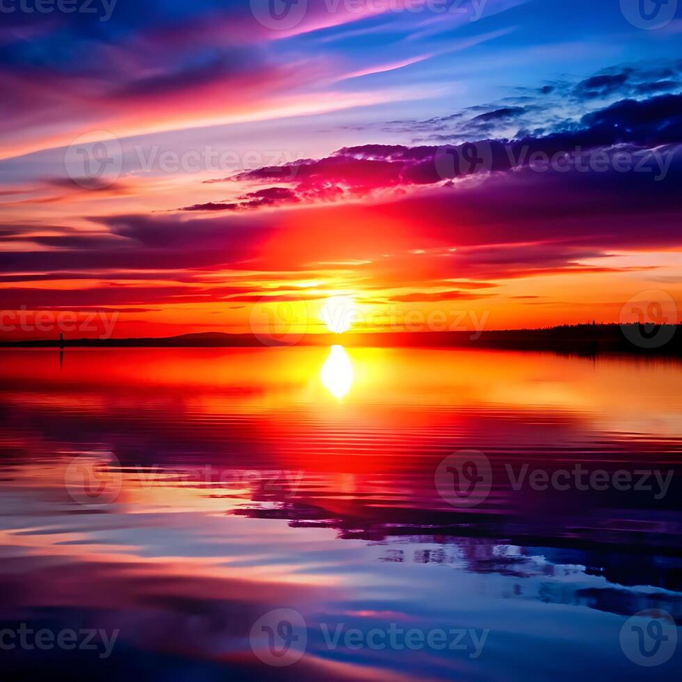 Sunset over the water photo