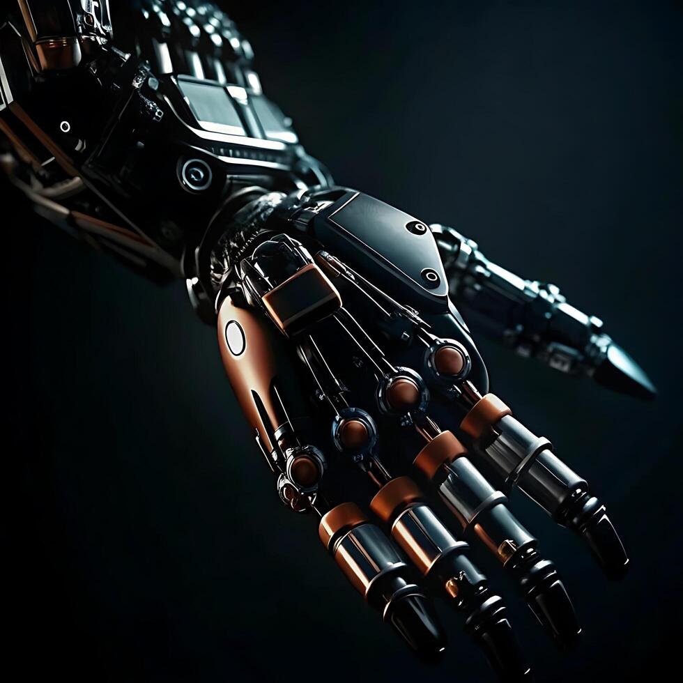Closeup of a Futuristic Robotic Hand Reaching Out Advanced Technology Mechanical Design photo