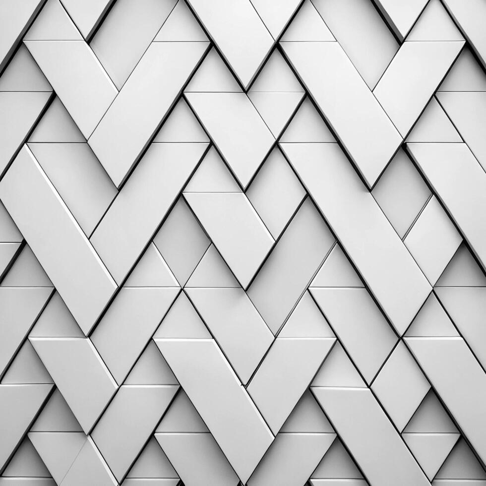 Abstract Geometric Pattern of Interlocking White Rectangles and Triangles photo