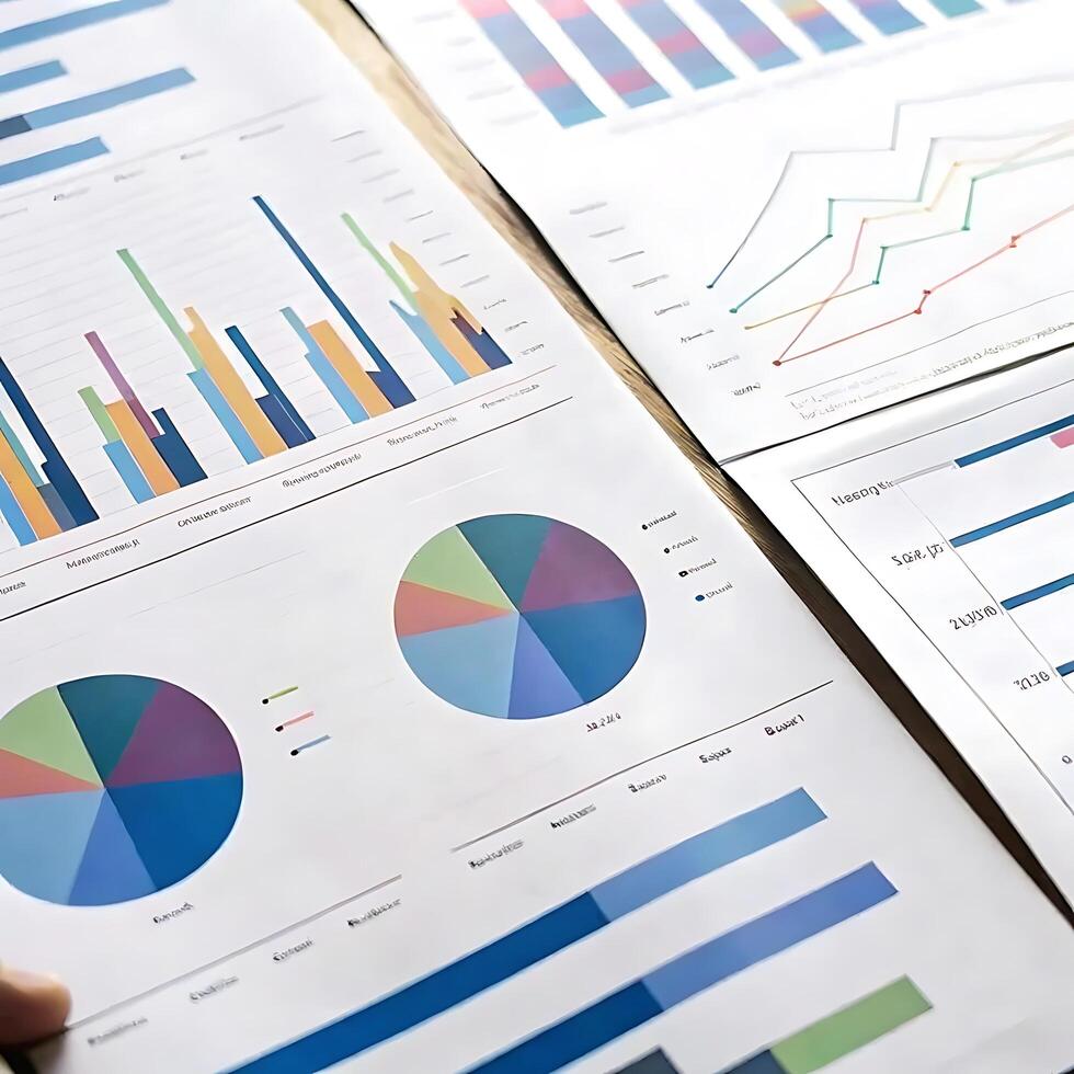 Detailed Business Financial Reports with Charts and Graphs Showing Performance Data photo