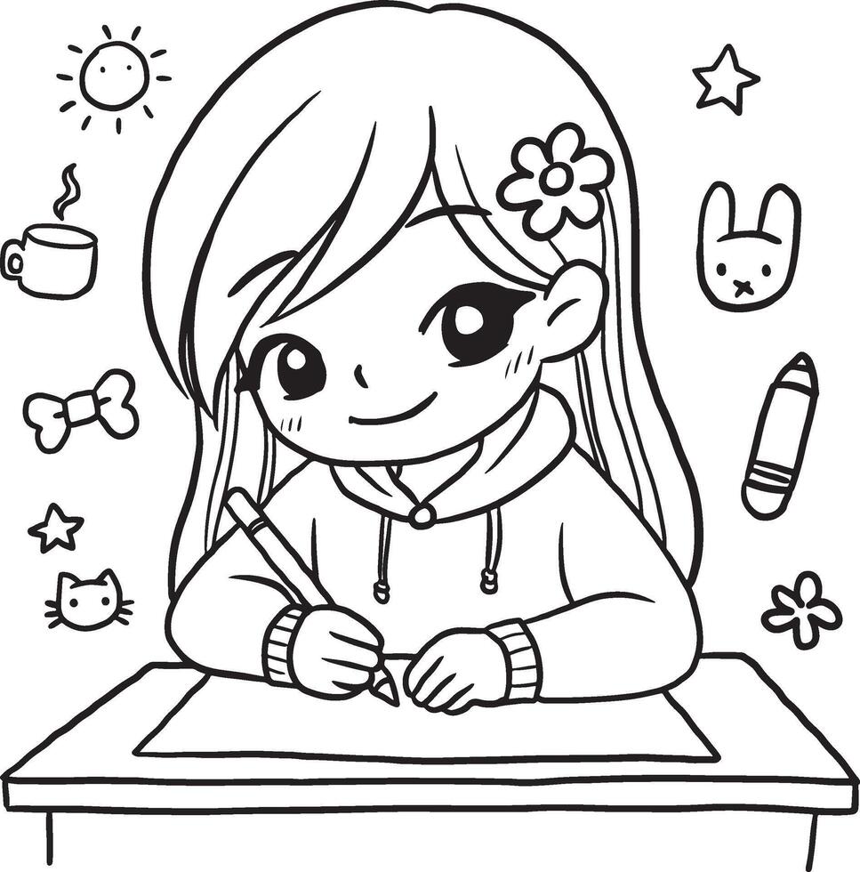 Little girl with a book vector