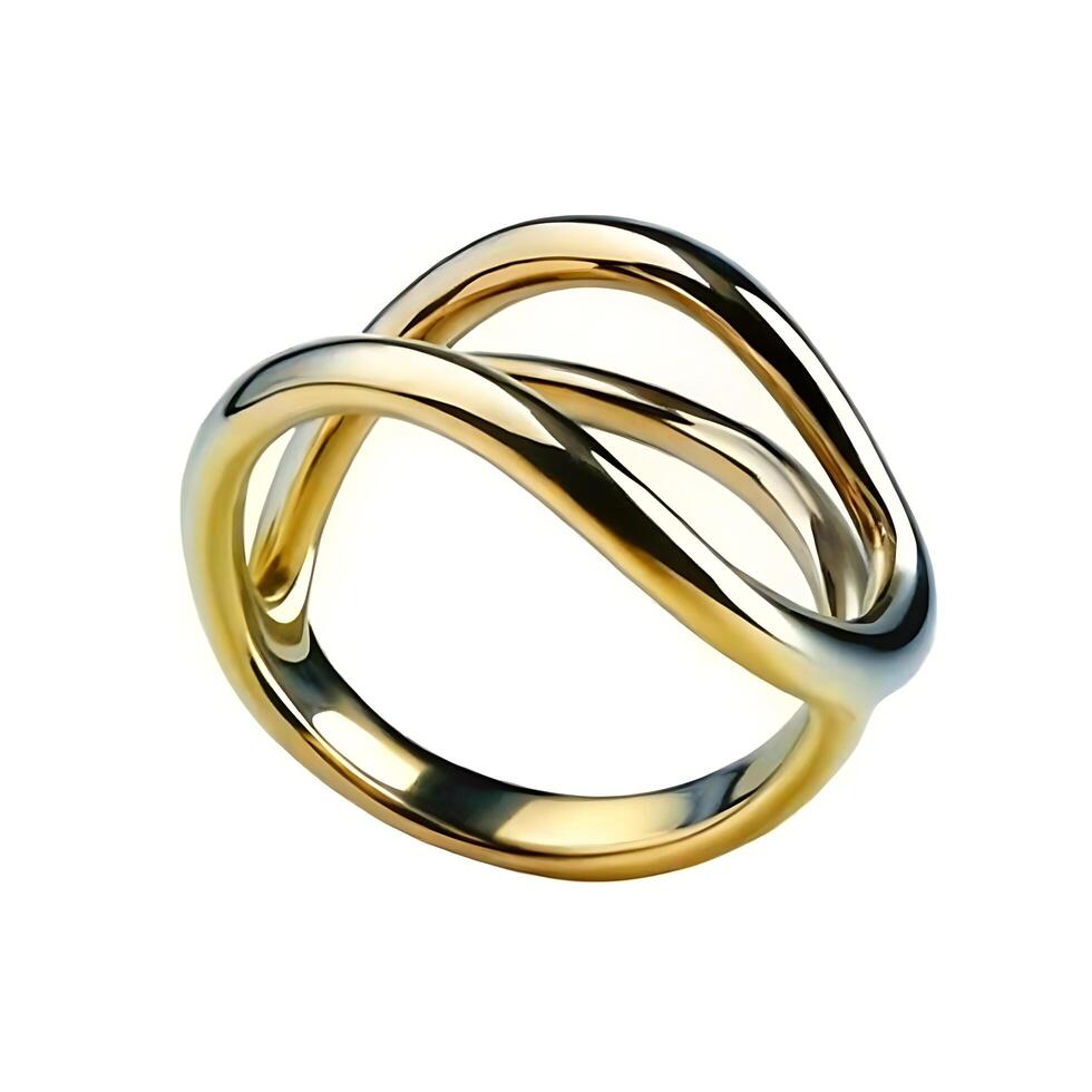 Elegant TwoTone Gold Wave Ring Modern Jewelry Design photo