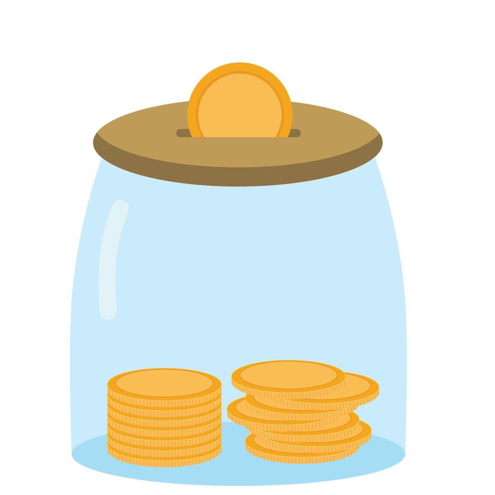 Savings icon in a jar wit Coin Stacked vector