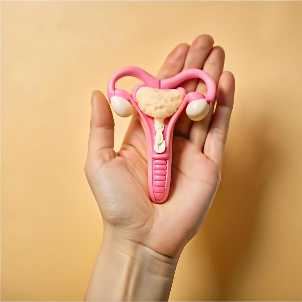 Anatomical Model of the Female Reproductive System Held in a Hand photo