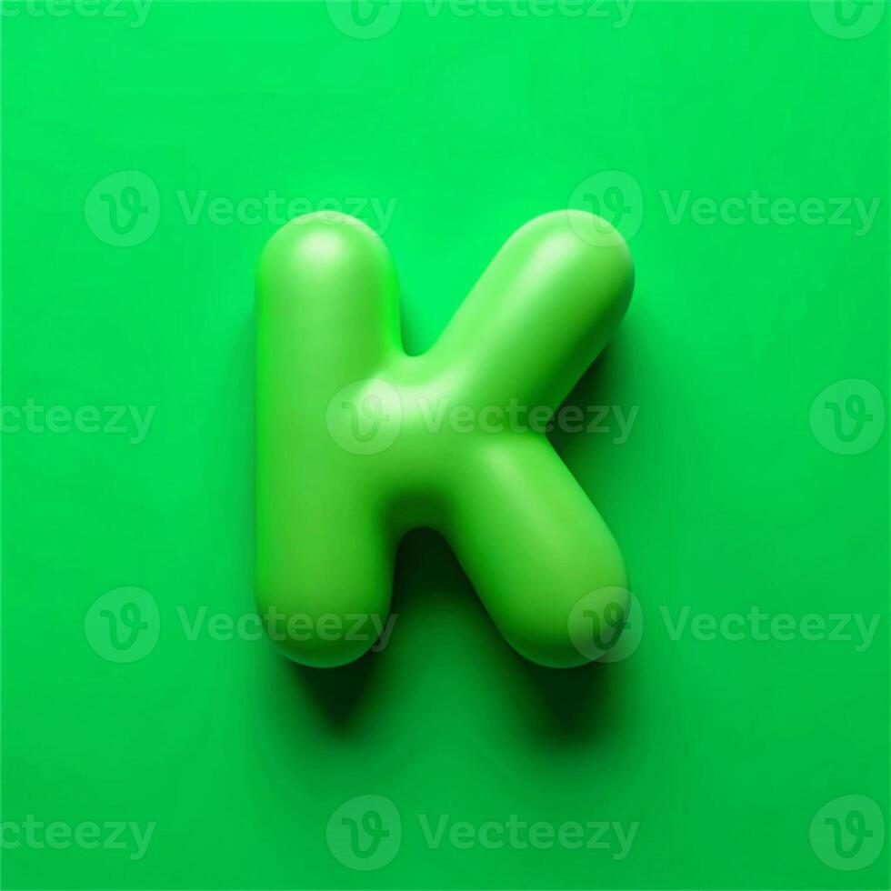 3d rendering of the letter k on a green background photo