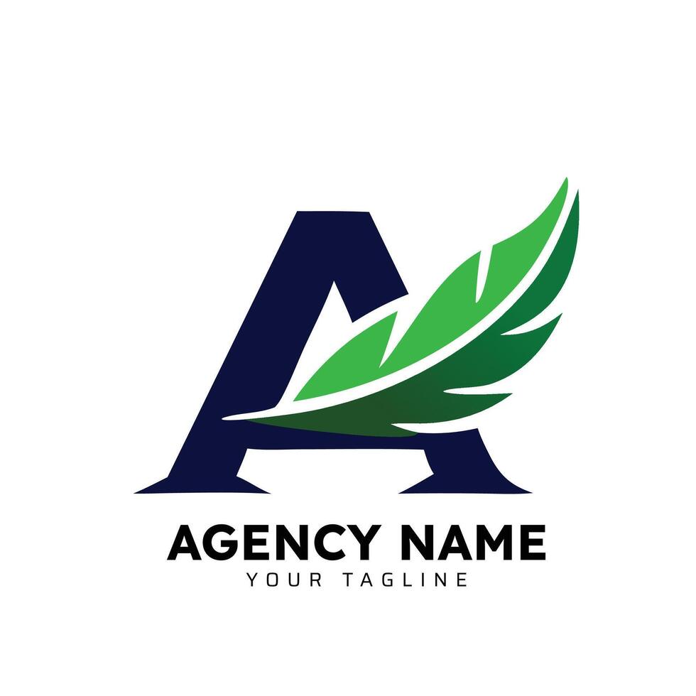 A with feather logo vector