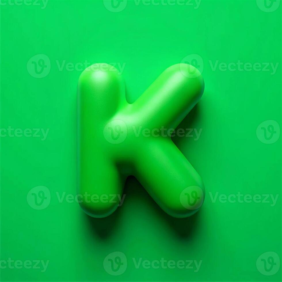 3d rendering of the letter k on a green background photo