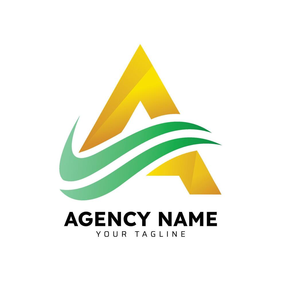 A golden and green color logo vector