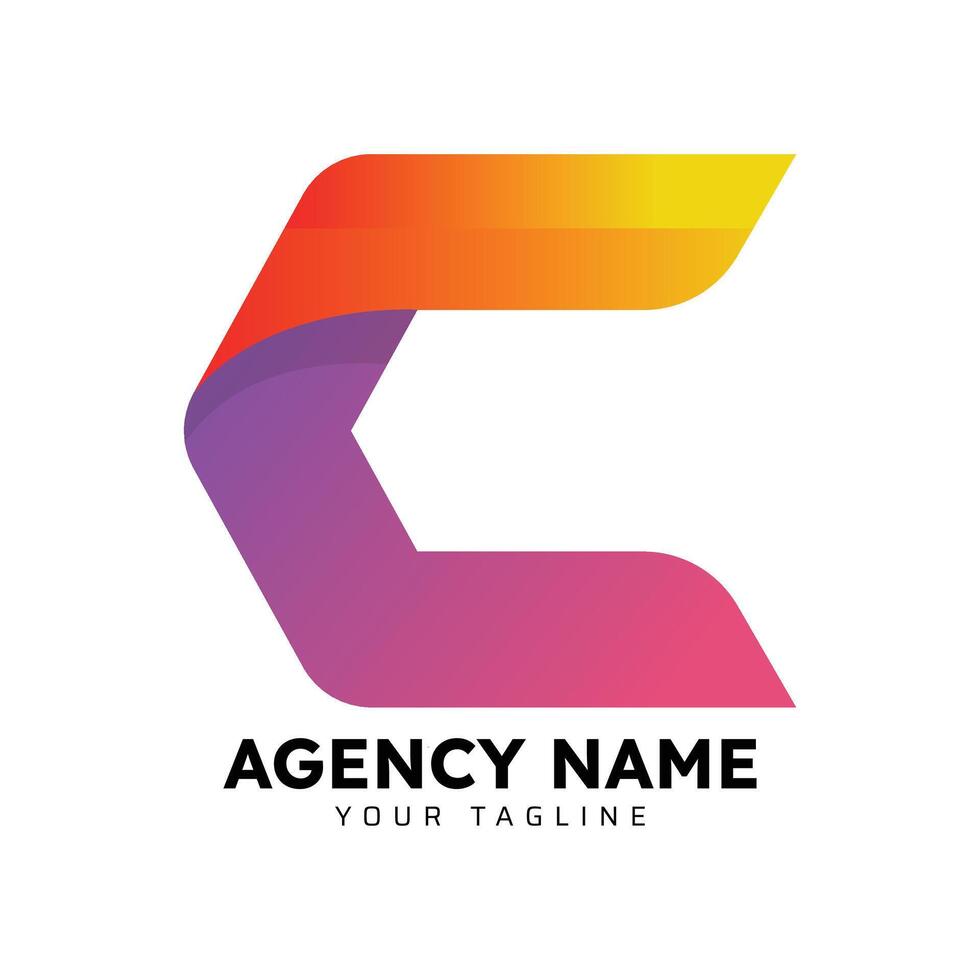C gradient abstract letter logo vector