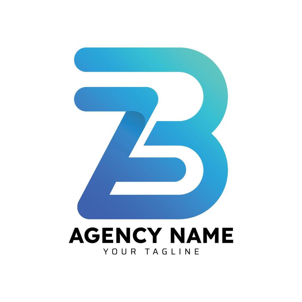 B gradient logo design template vector