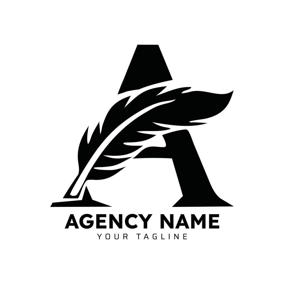 A feather silhouette logo vector