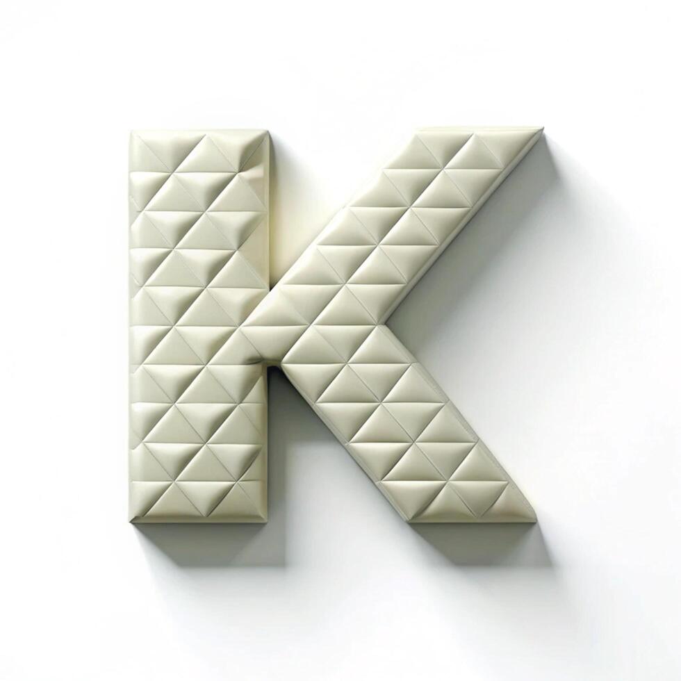 Three Dimensional Letter K with Geometric Pattern Design photo