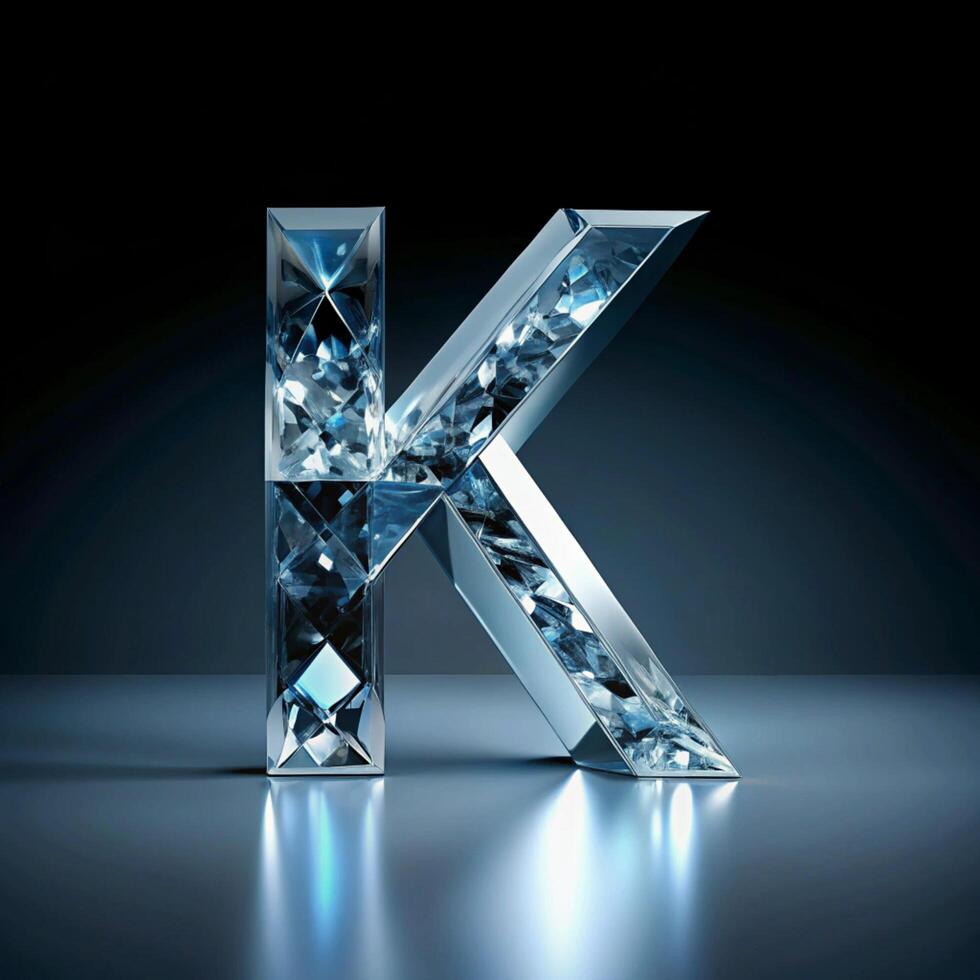 A Sparkling Diamond Letter K 3D Render High Resolution photo