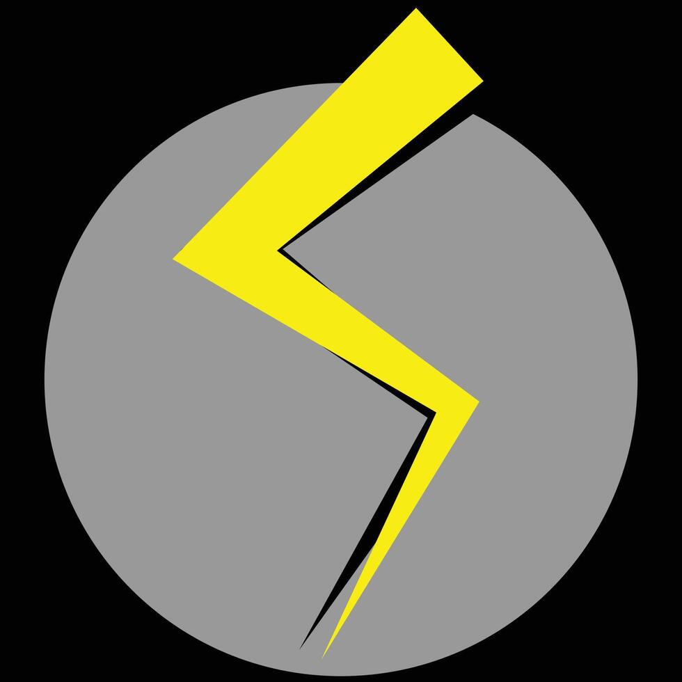 A yellow lightning bolt with a black background vector