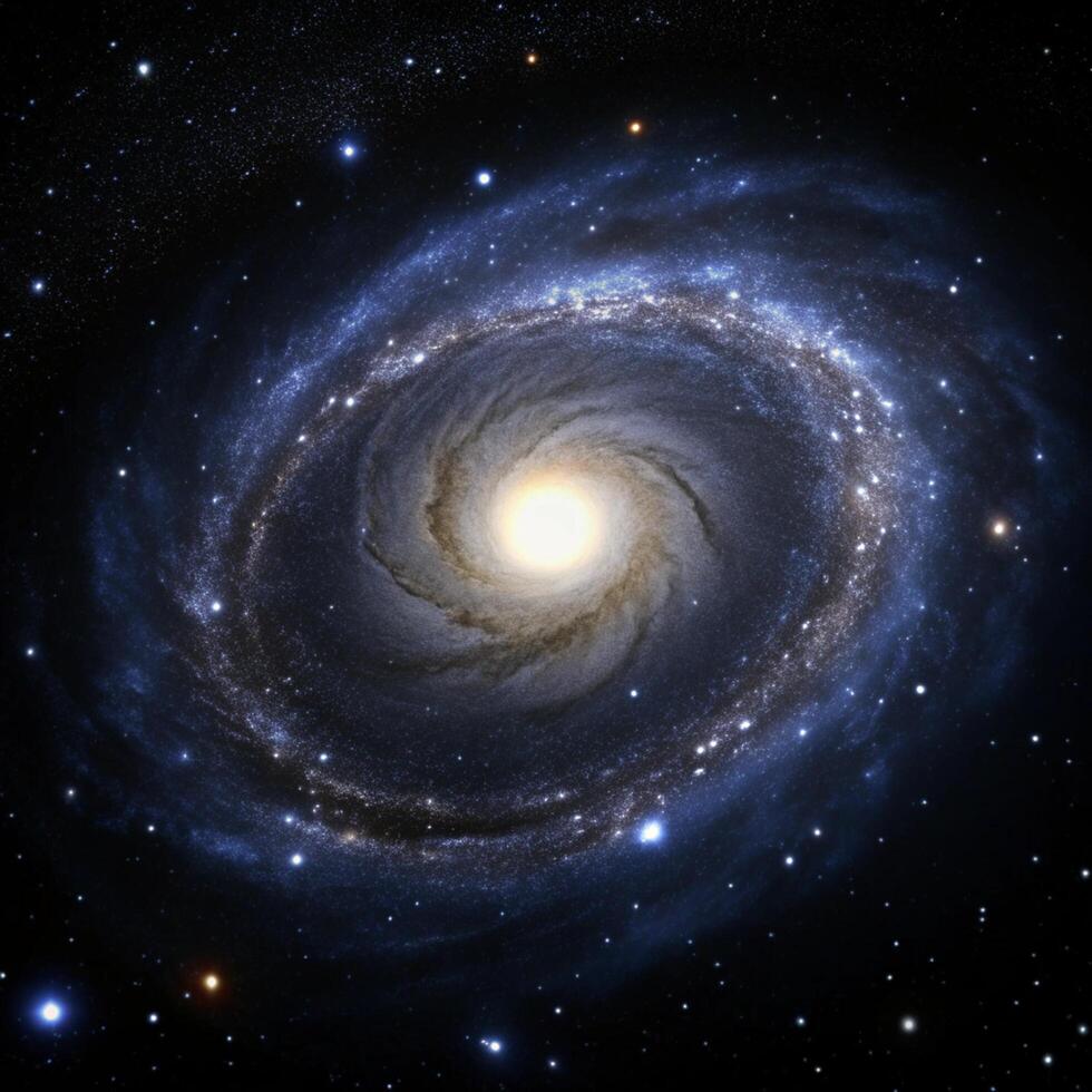 A Stunning View of a Spiral Galaxy in Deep Space with Bright Center and Millions of Stars photo