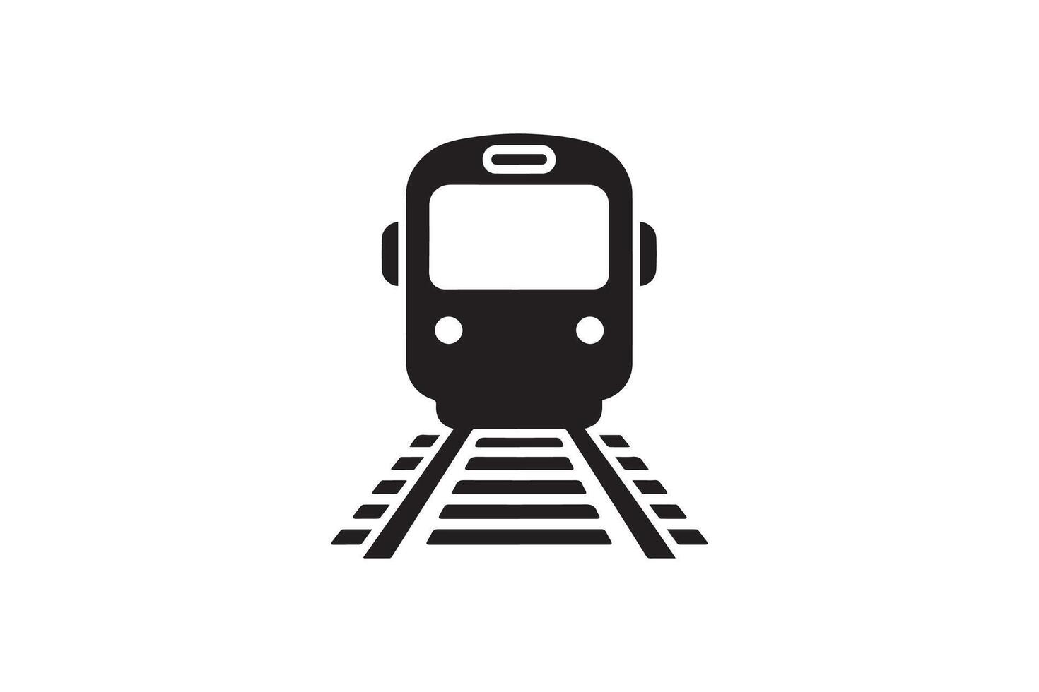 A black and white illustration of a train on the tracks vector