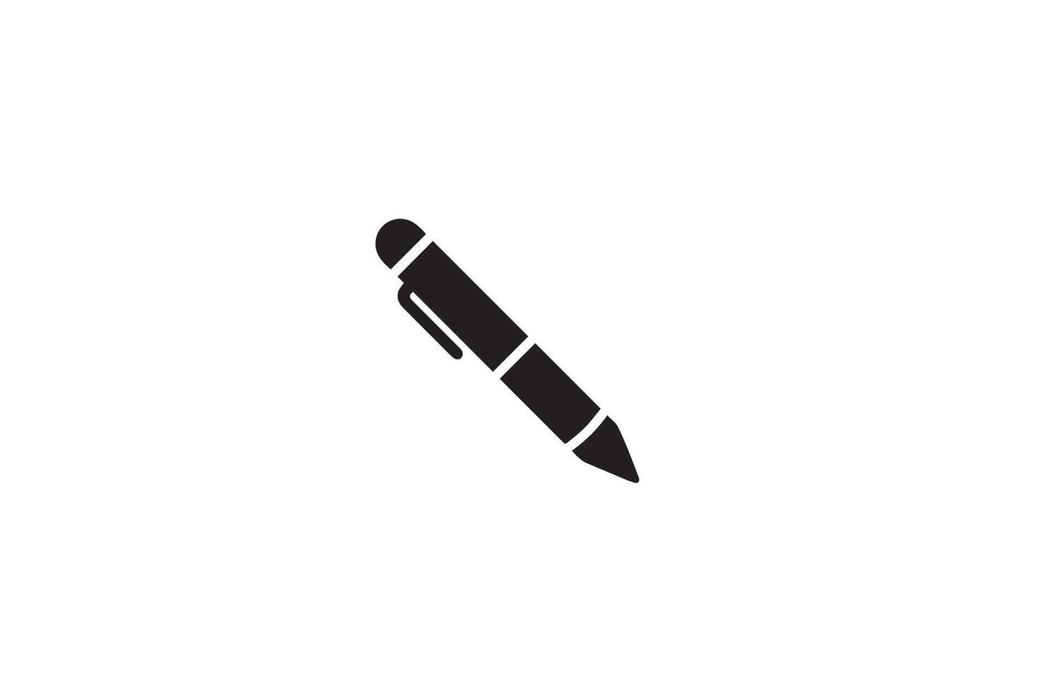 A black and white icon of a pen on a white background vector