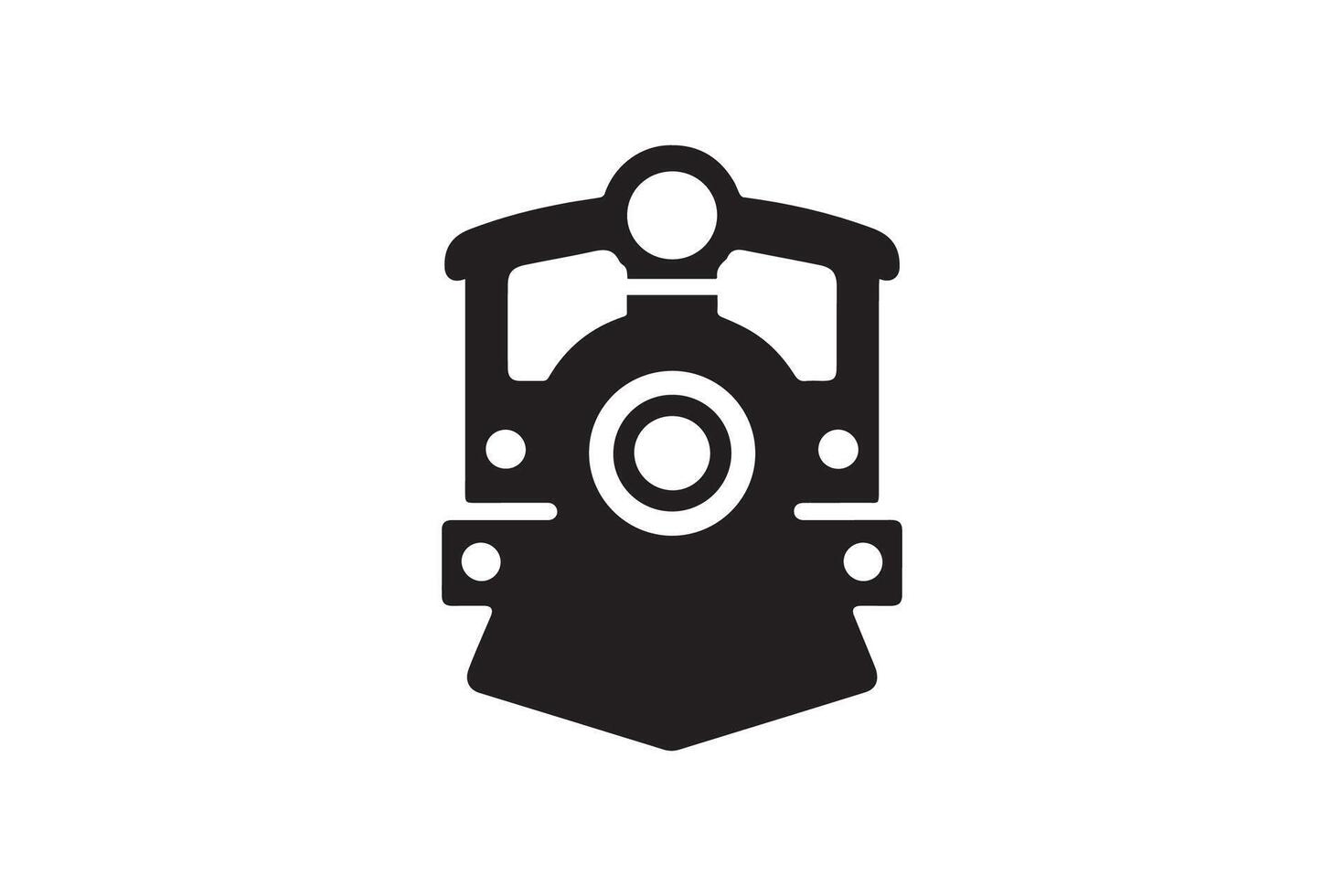 A black and white image of a train icon vector