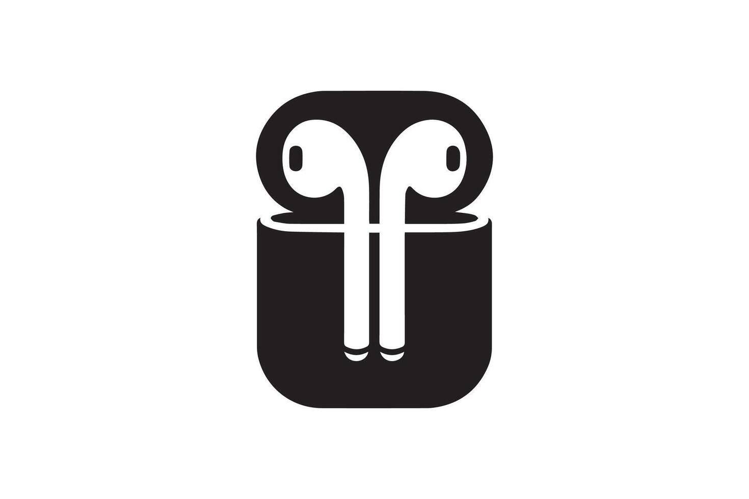 An image of a black and white logo for an earphone vector