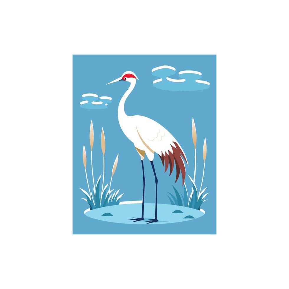 Elegant Serenity Whooping Crane Among the Reeds vector