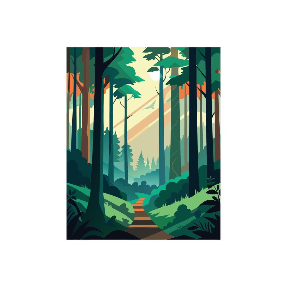 Forest of Tranquility A Serene Woodland Illustrations Design vector