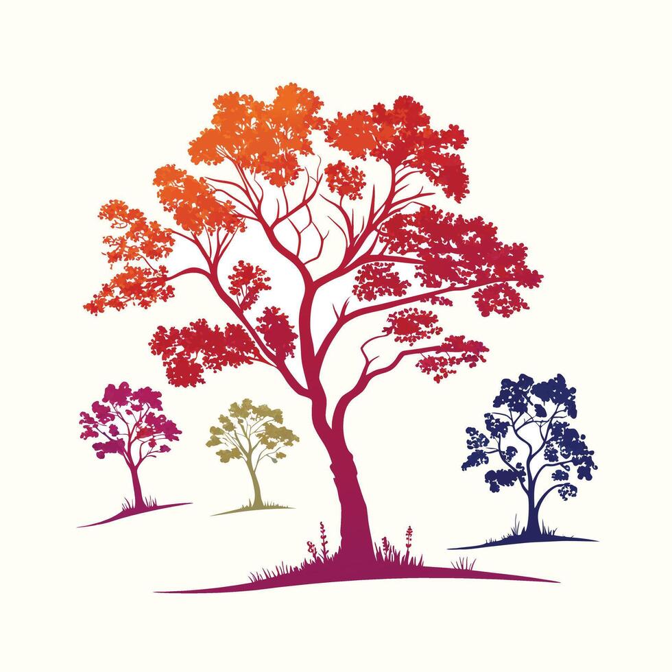 Creative colorful trees on a white background vector