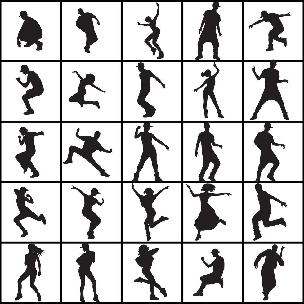 A collection of silhouettes of people dancing design on a white background vector