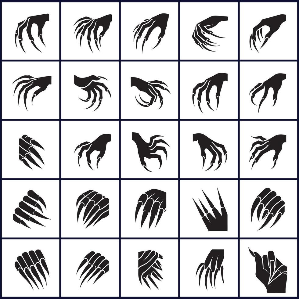 A set of claws and claws icons design on a white background vector