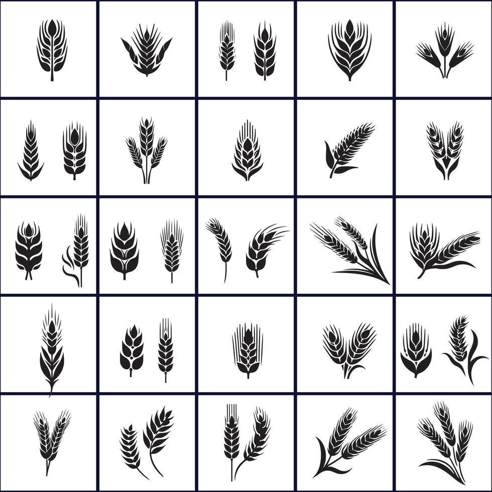Creative various wheat icons on a white background vector