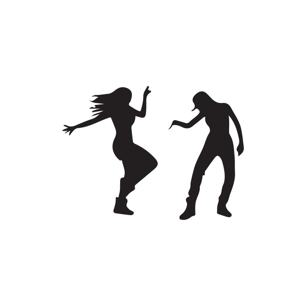 two silhouettes of people dancing in different poses design on a white background vector