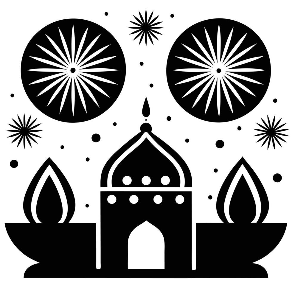 Diwali Fireworks silhouette design on a white background vector