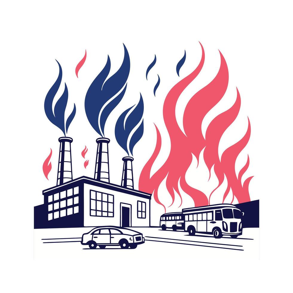 A factory with smoke coming out of the chimneys vector