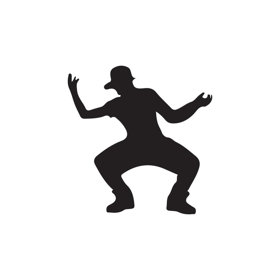 A silhouette of a man doing a dance move design on a white background vector
