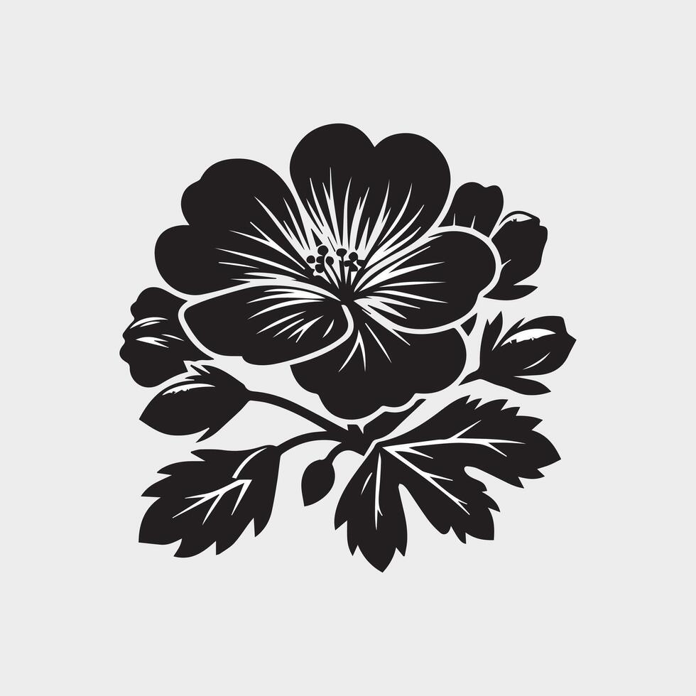 black and white illustration of a flower design on a white background vector