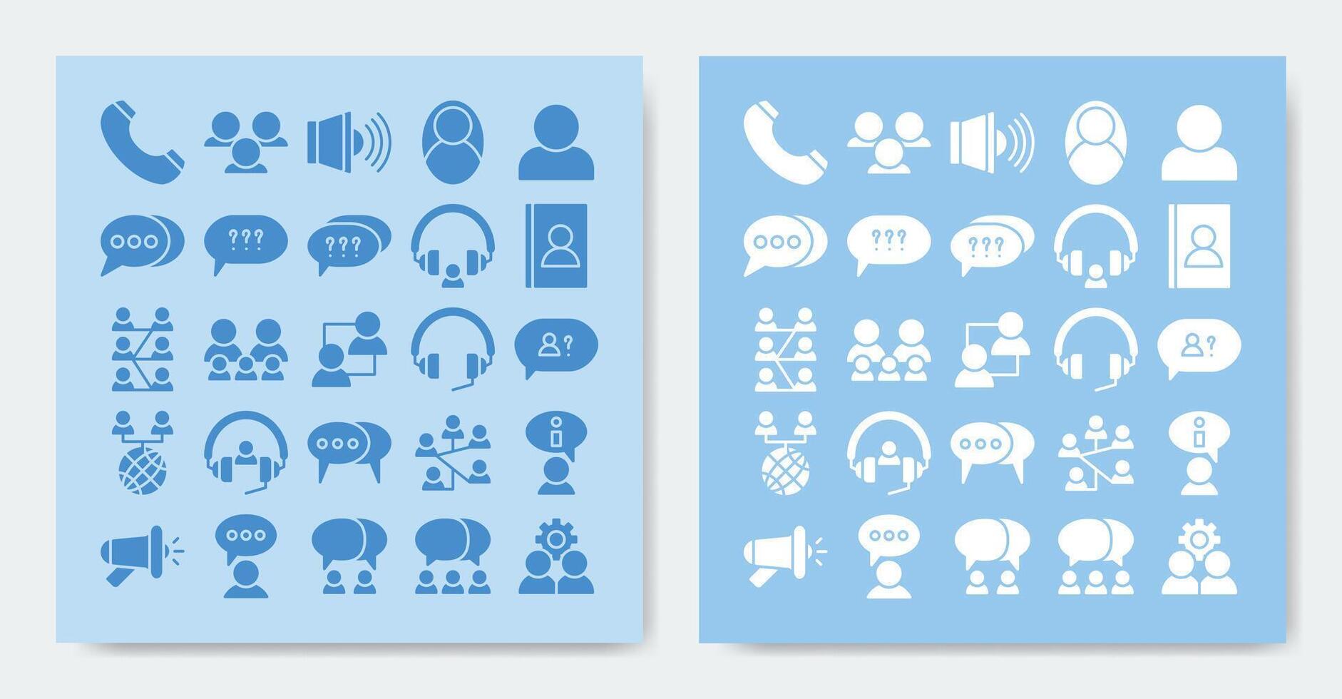 icon set glyph style. Containing about, activity, answer, comment, connection, contact and more vector