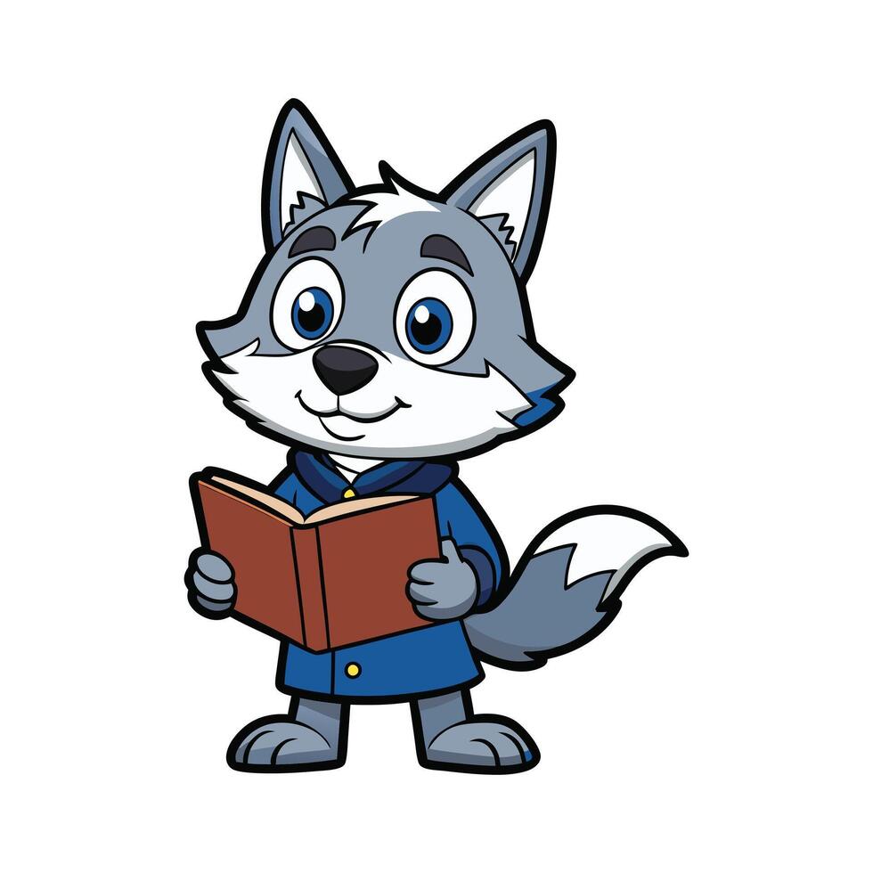 Cozy Wolf and His Storybook vector