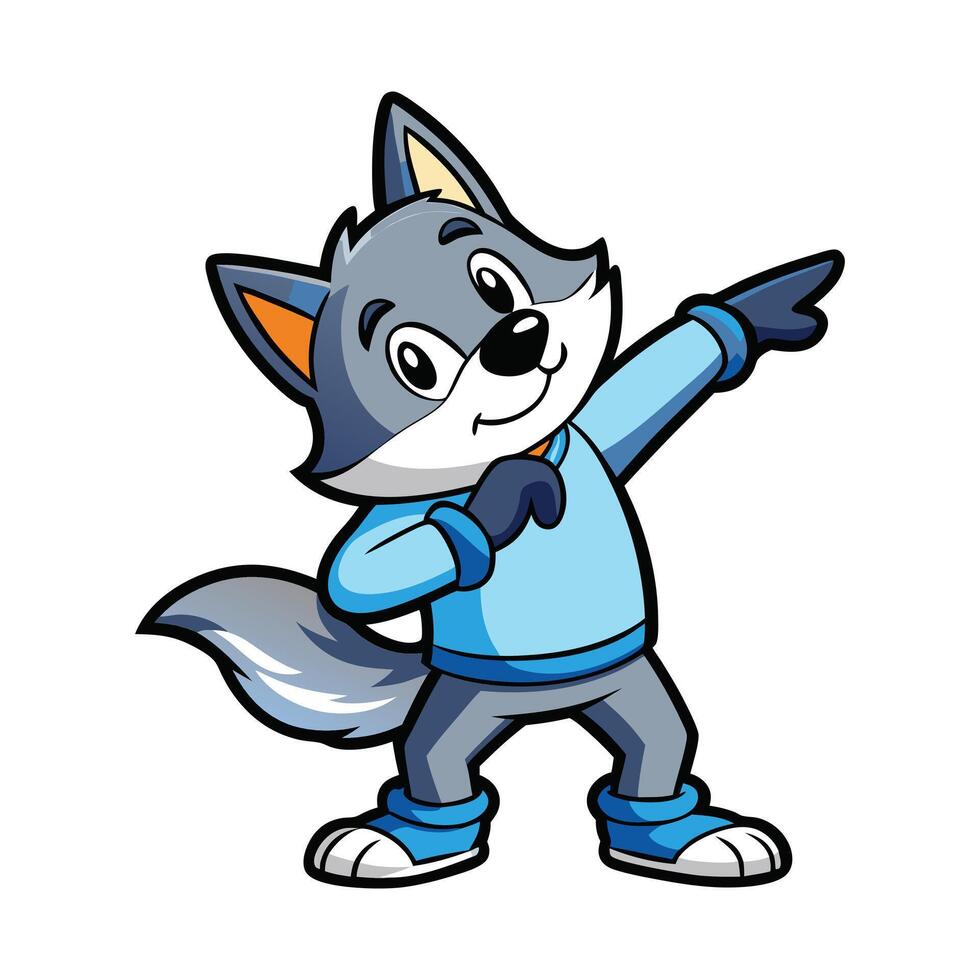 Dabbing Wolf Pup in Action vector