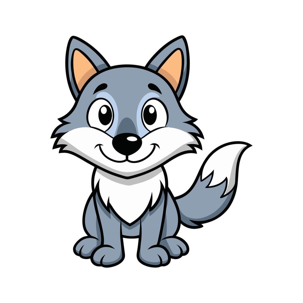 Happy Wolf Standing Cheerfully vector