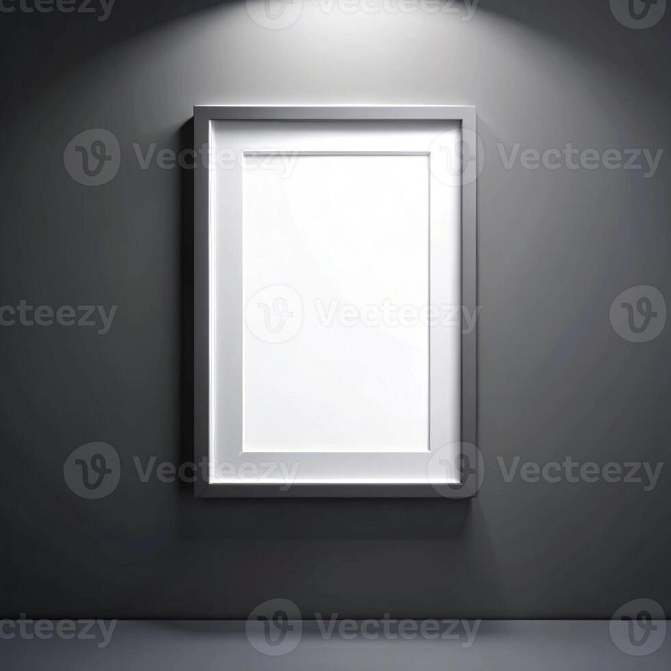Empty frame on a wall with light photo