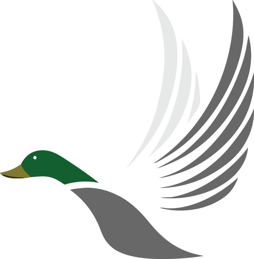side Flying up duck, goose, swan logo art. vector