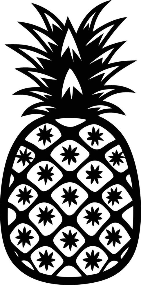 Pineapple black tropical fruit. vector