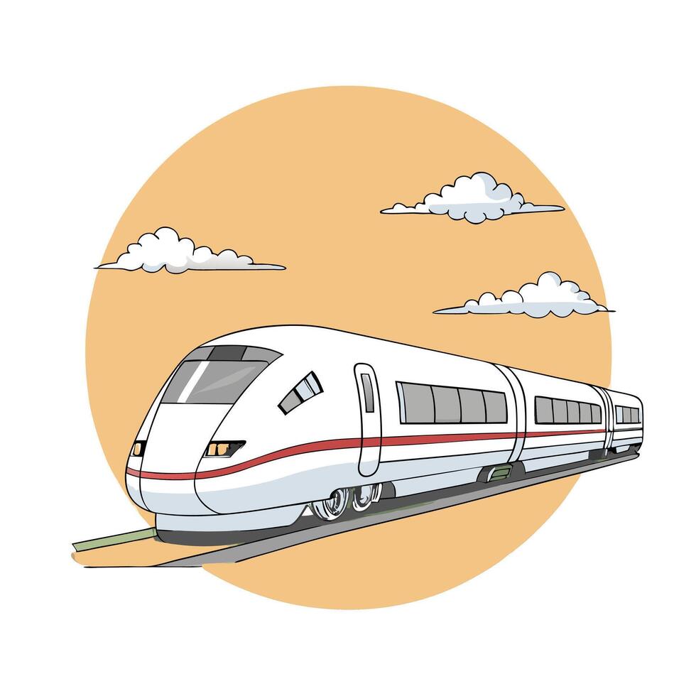 Modern high speed train, red design, isolated on white background. vector