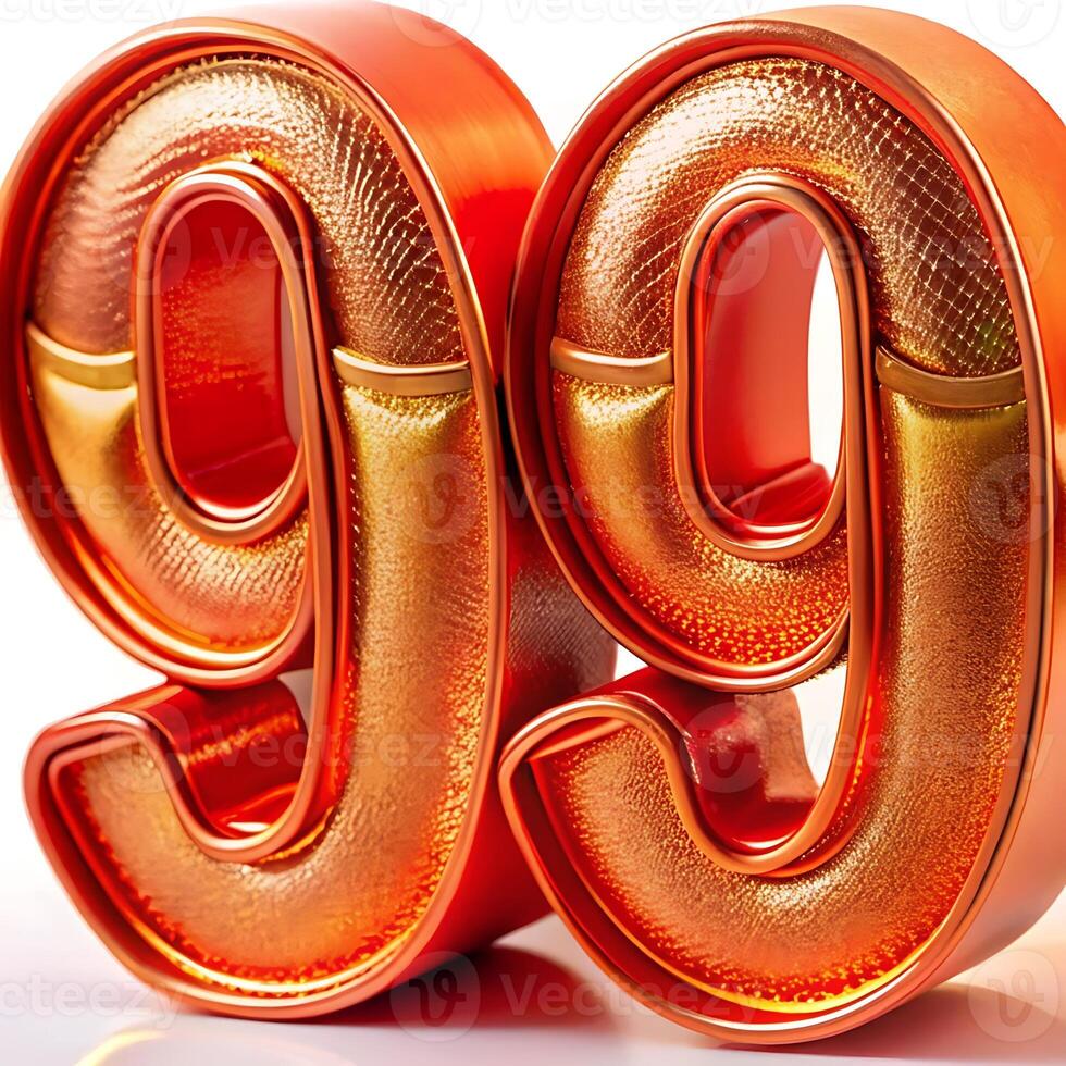 Shiny Red and Gold Number Ninety Nine Decoration photo