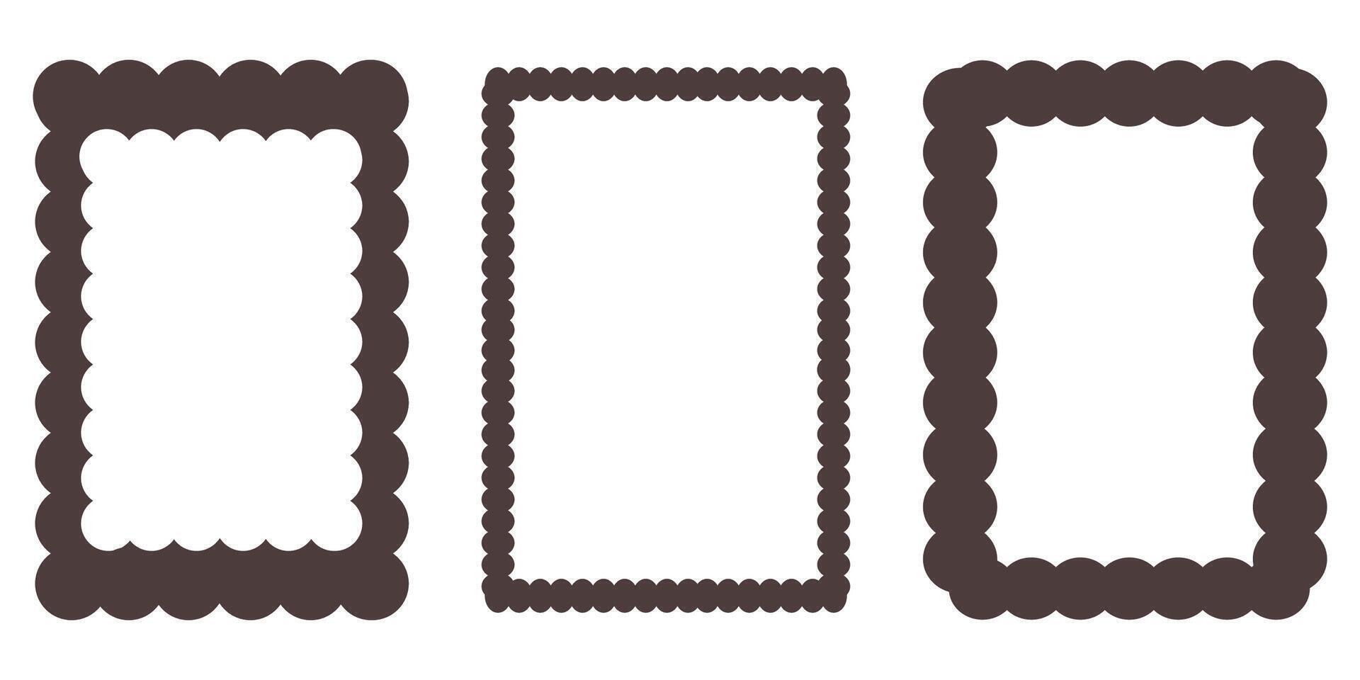 Groovy frame jagged scallop edge, frame text box or border. Curve funky y2k retro form, geometric shape, framework. Wiggle figure, rectangle. vector